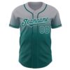 Custom Gray Teal-White Authentic Fade Fashion Baseball Jersey