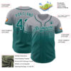 Custom Gray Teal-White Authentic Fade Fashion Baseball Jersey