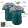 Custom Gray Teal-Navy Authentic Fade Fashion Baseball Jersey