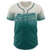 Custom Cream Teal-Gray Authentic Fade Fashion Baseball Jersey