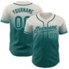 Custom Cream Teal-Gray Authentic Fade Fashion Baseball Jersey
