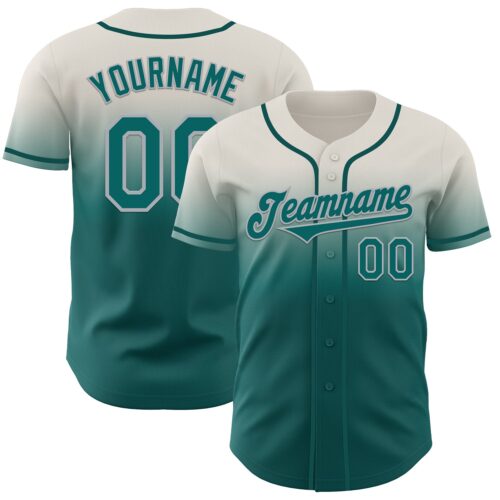 FadeFashion1238 Custom Cream Teal-Gray Authentic Fade Fashion Baseball Jersey