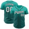 Custom Aqua White Teal-Black Authentic Fade Fashion Baseball Jersey