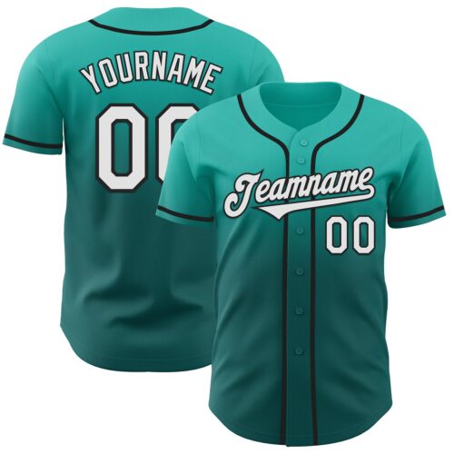 FadeFashion1239 Custom Aqua White Teal-Black Authentic Fade Fashion Baseball Jersey