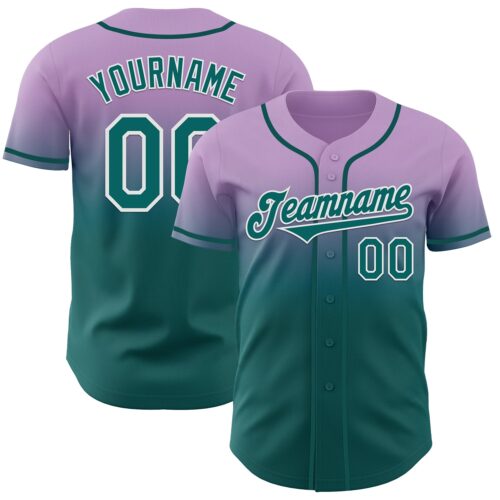 FadeFashion1240 Custom Light Purple Teal-White Authentic Fade Fashion Baseball Jersey