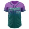 Custom Medium Purple Teal-White Authentic Fade Fashion Baseball Jersey
