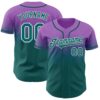 Custom Medium Purple Teal-White Authentic Fade Fashion Baseball Jersey