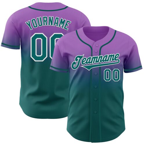 FadeFashion1241 Custom Medium Purple Teal-White Authentic Fade Fashion Baseball Jersey