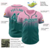 Custom Light Pink Teal-White Authentic Fade Fashion Baseball Jersey