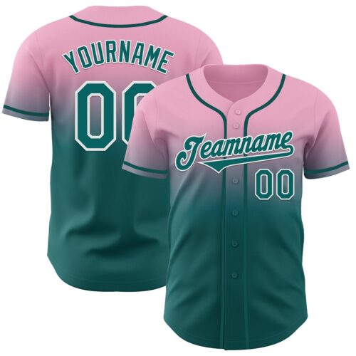 FadeFashion1242 Custom Light Pink Teal-White Authentic Fade Fashion Baseball Jersey