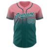 Custom Medium Pink Teal-White Authentic Fade Fashion Baseball Jersey