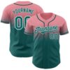 Custom Medium Pink Teal-White Authentic Fade Fashion Baseball Jersey