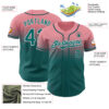 Custom Medium Pink Teal-White Authentic Fade Fashion Baseball Jersey