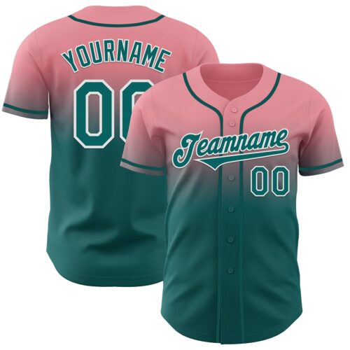 FadeFashion1243 Custom Medium Pink Teal-White Authentic Fade Fashion Baseball Jersey