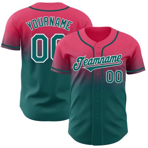 FadeFashion1244 Custom Neon Pink Teal-White Authentic Fade Fashion Baseball Jersey