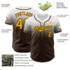 Custom White Gold-Brown Authentic Fade Fashion Baseball Jersey