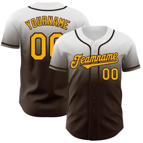 FadeFashion1245 Custom White Gold-Brown Authentic Fade Fashion Baseball Jersey