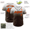 Custom White Orange-Brown Authentic Fade Fashion Baseball Jersey