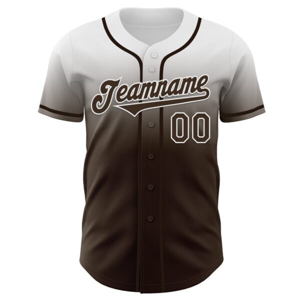 Custom White Brown Authentic Fade Fashion Baseball Jersey