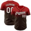 Custom Red White-Brown Authentic Fade Fashion Baseball Jersey