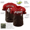 Custom Red White-Brown Authentic Fade Fashion Baseball Jersey