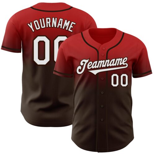 FadeFashion1248 Custom Red White-Brown Authentic Fade Fashion Baseball Jersey