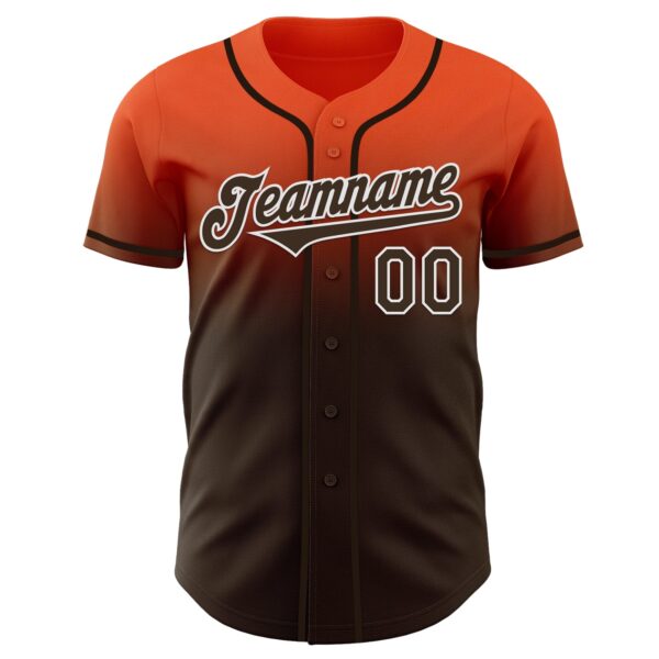 Custom Orange Brown-White Authentic Fade Fashion Baseball Jersey