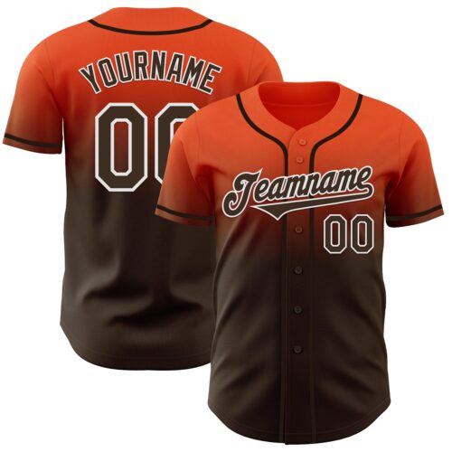 FadeFashion1249 Custom Orange Brown-White Authentic Fade Fashion Baseball Jersey