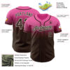 Custom Pink Brown-White Authentic Fade Fashion Baseball Jersey