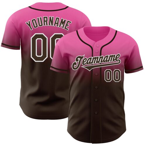 FadeFashion1250 Custom Pink Brown-White Authentic Fade Fashion Baseball Jersey