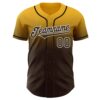 Custom Gold Brown-White Authentic Fade Fashion Baseball Jersey