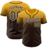Custom Gold Brown-White Authentic Fade Fashion Baseball Jersey