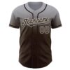 Custom Gray Brown-White Authentic Fade Fashion Baseball Jersey