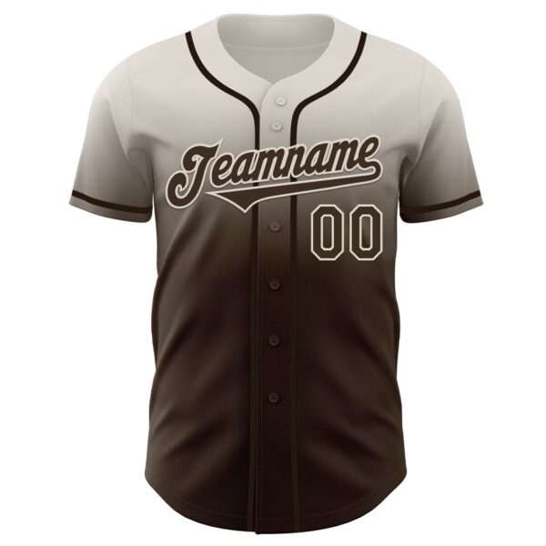 Custom Cream Brown Authentic Fade Fashion Baseball Jersey