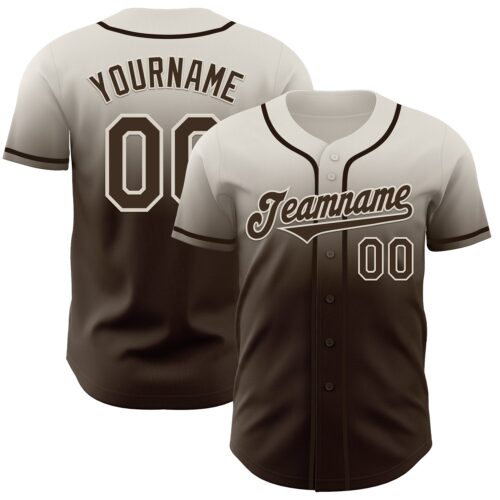 FadeFashion1254 Custom Cream Brown Authentic Fade Fashion Baseball Jersey