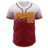 Custom White Gold-Crimson Authentic Fade Fashion Baseball Jersey
