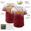 Custom White Gold-Crimson Authentic Fade Fashion Baseball Jersey