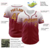 Custom White Old Gold-Crimson Authentic Fade Fashion Baseball Jersey