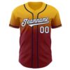 Custom Gold White Crimson-Navy Authentic Fade Fashion Baseball Jersey