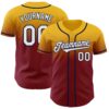 Custom Gold White Crimson-Navy Authentic Fade Fashion Baseball Jersey