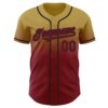 Custom Old Gold Crimson-Black Authentic Fade Fashion Baseball Jersey
