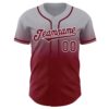 Custom Gray Crimson-White Authentic Fade Fashion Baseball Jersey