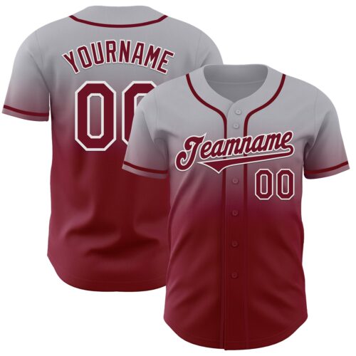 FadeFashion1263 Custom Gray Crimson-White Authentic Fade Fashion Baseball Jersey