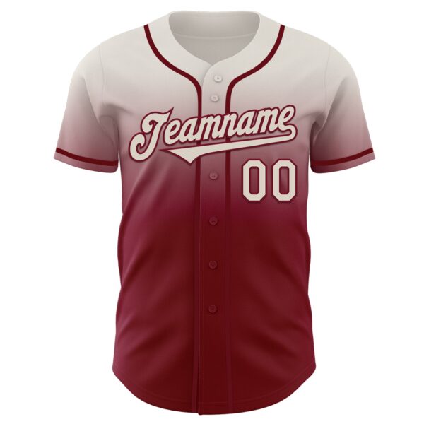 Custom Cream Crimson Authentic Fade Fashion Baseball Jersey