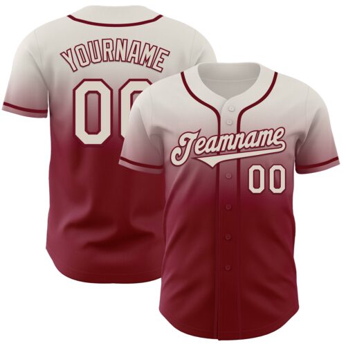 Custom Cream Crimson Authentic Fade Fashion Baseball Jersey