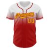 Custom White Gold-Red Authentic Fade Fashion Baseball Jersey