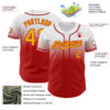 Custom White Gold-Red Authentic Fade Fashion Baseball Jersey