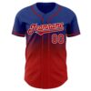 Custom Royal Red-White Authentic Fade Fashion Baseball Jersey