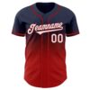 Custom Navy White-Red Authentic Fade Fashion Baseball Jersey