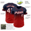 Custom Navy White-Red Authentic Fade Fashion Baseball Jersey